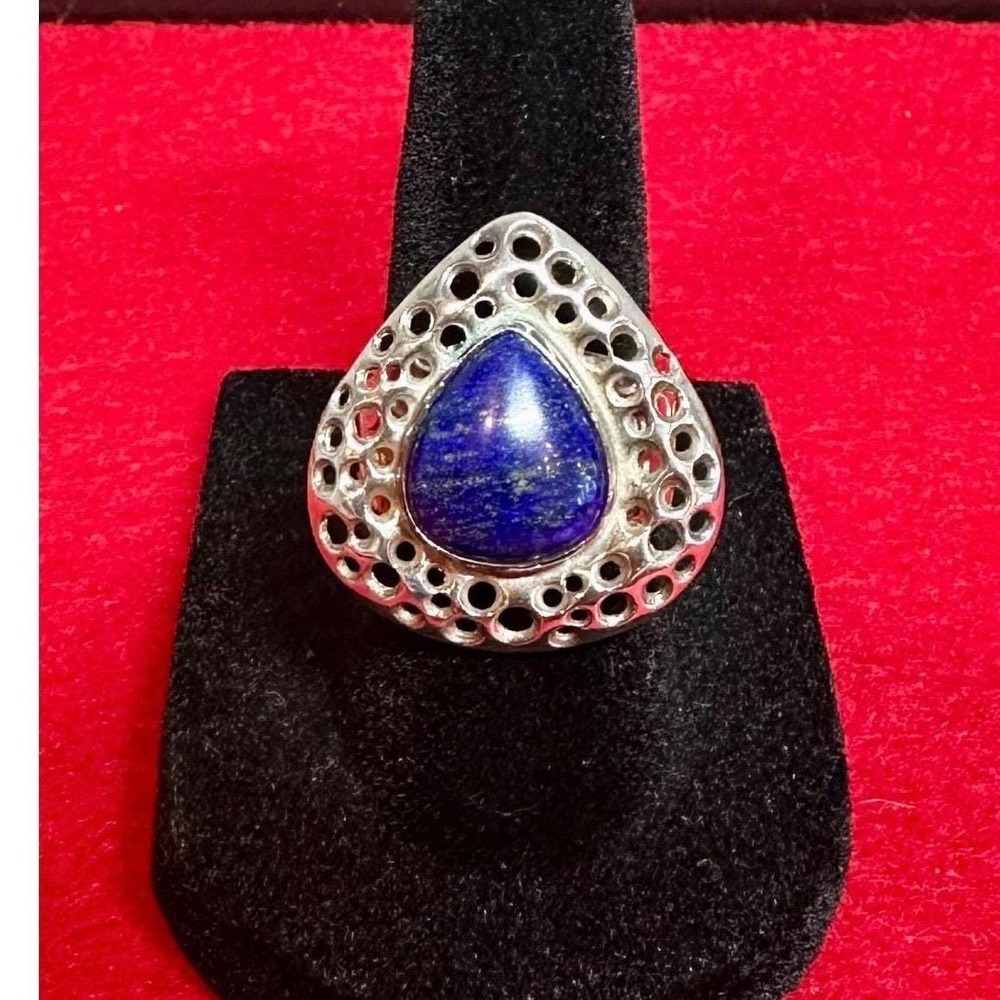 Jay King Mine Finds DTR Lapis Lazuli Sterling Silver Statement Ring Sz 6